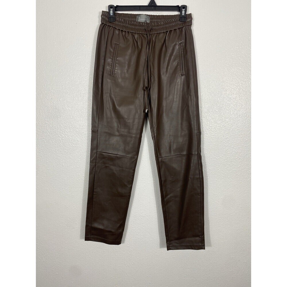 Anthropologie Ankle Pants Brown Faux Leather Drawstring Pockets Women's XS - Picture 3 of 16